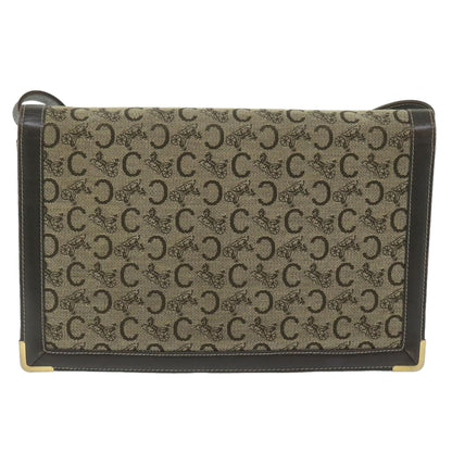 Luxury CELINE C Macadam Canvas Shoulder Bag Beige  ar11080