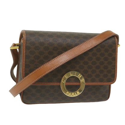 Luxury CELINE Macadam Canvas Shoulder Bag PVC Leather Brown  ar11187B