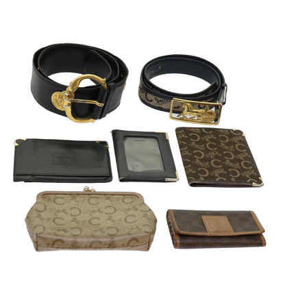 Luxury CELINE Macadam Canvas Card Key Case Pouch Belt Leather 7Set Brown  ar11266
