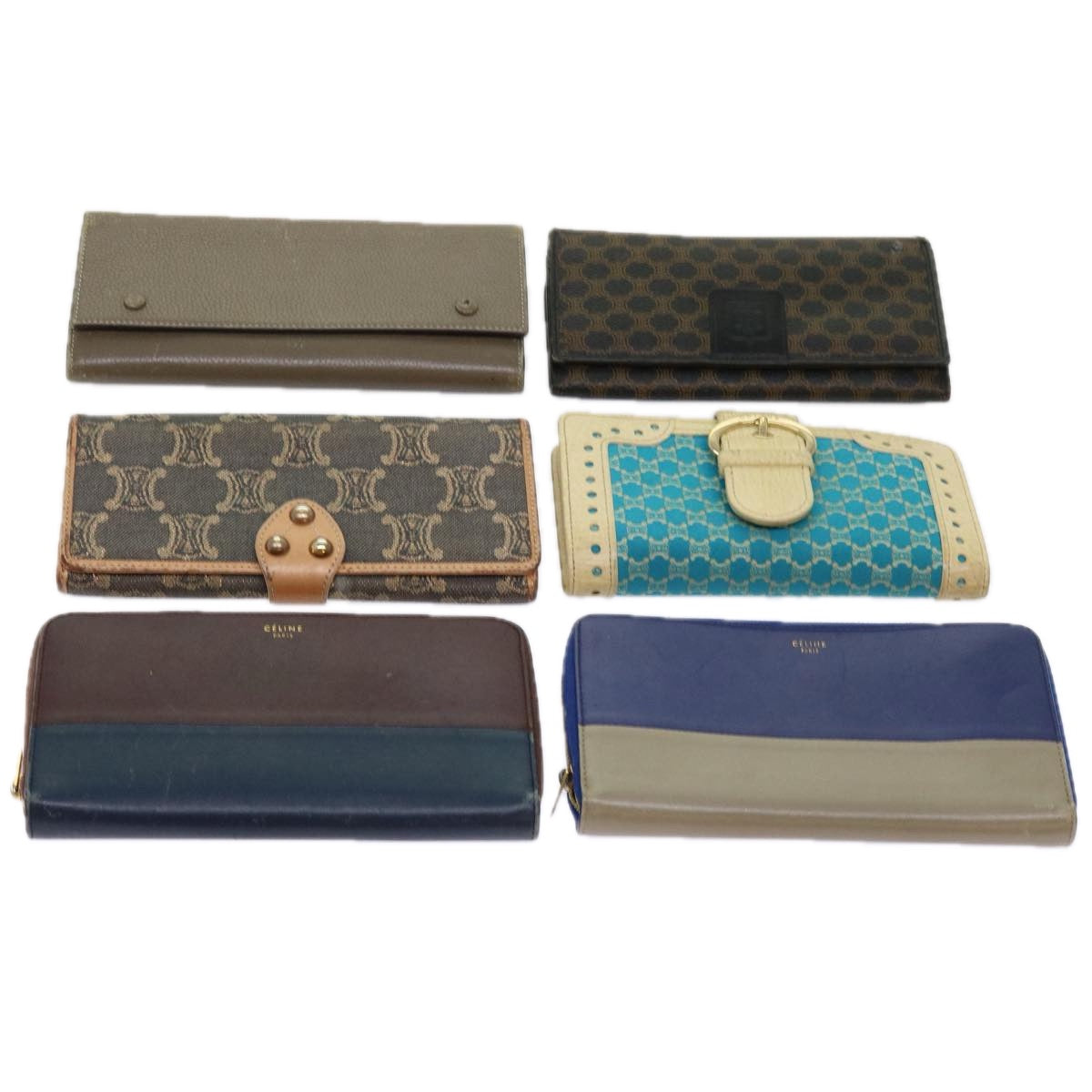 Luxury CELINE Macadam Canvas Wallet Leather 6Set Brown Blue gray  ar11269