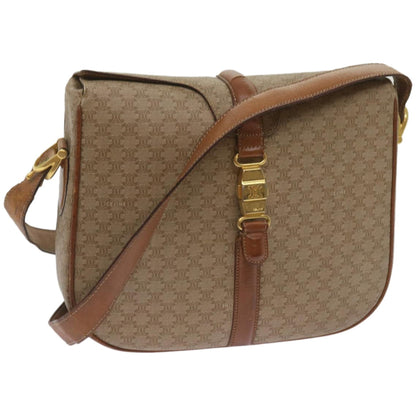 Luxury CELINE Macadam Canvas Shoulder Bag Beige  ar11449B