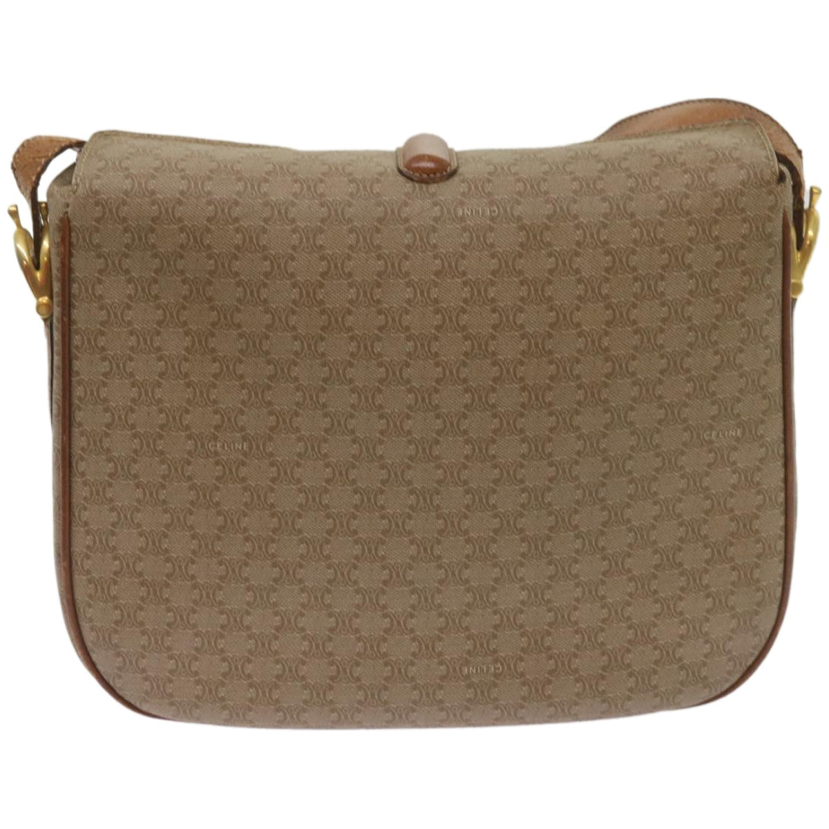 Luxury CELINE Macadam Canvas Shoulder Bag Beige  ar11449B