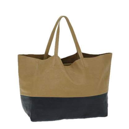 Luxury CELINE Horizontal Cabas Tote Bag Leather Beige Black  ar11566