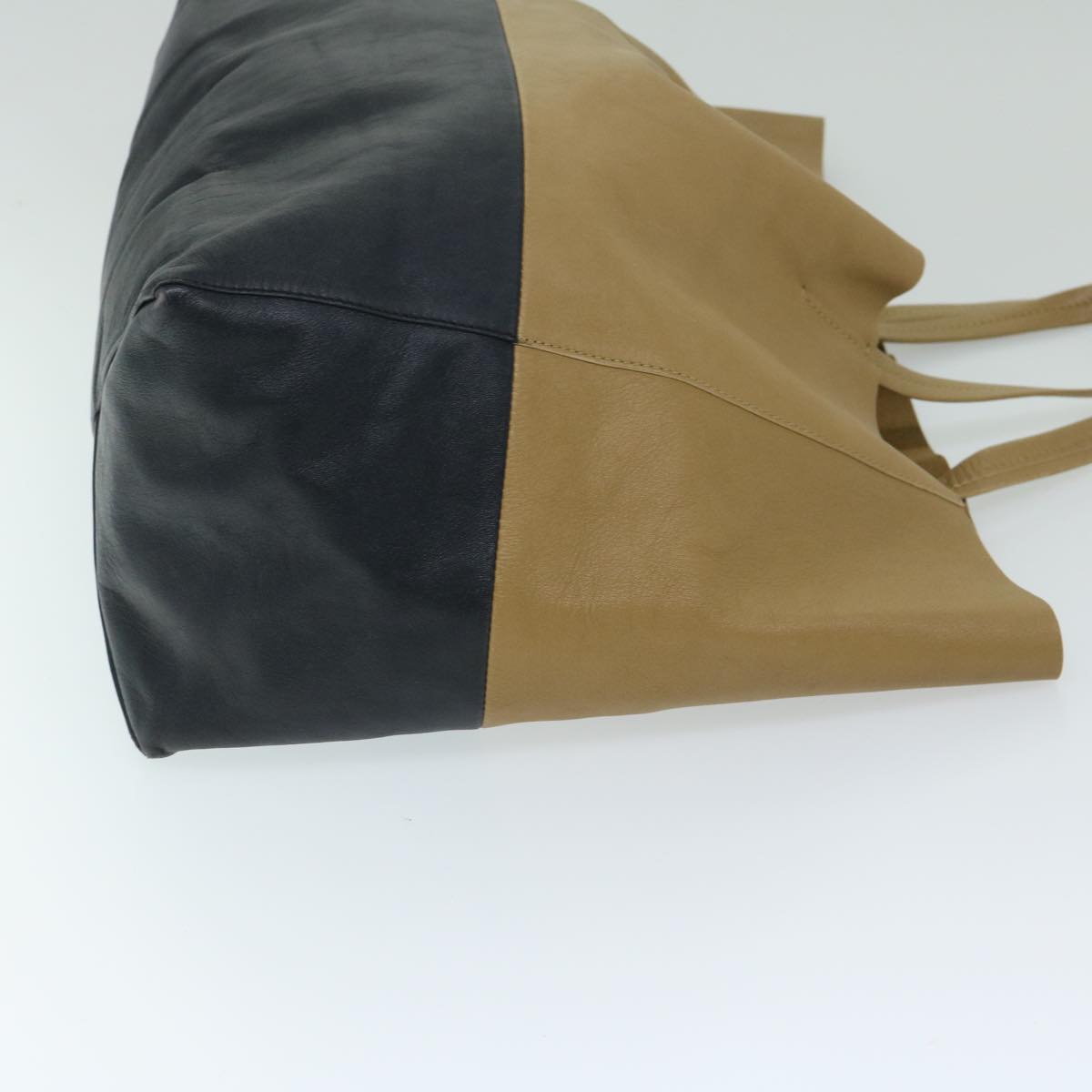 Luxury CELINE Horizontal Cabas Tote Bag Leather Beige Black  ar11566