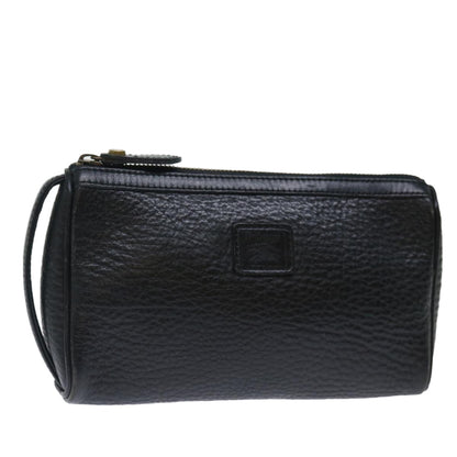 Luxury BurberrySs Clutch Bag Leather Black Auth ar11739