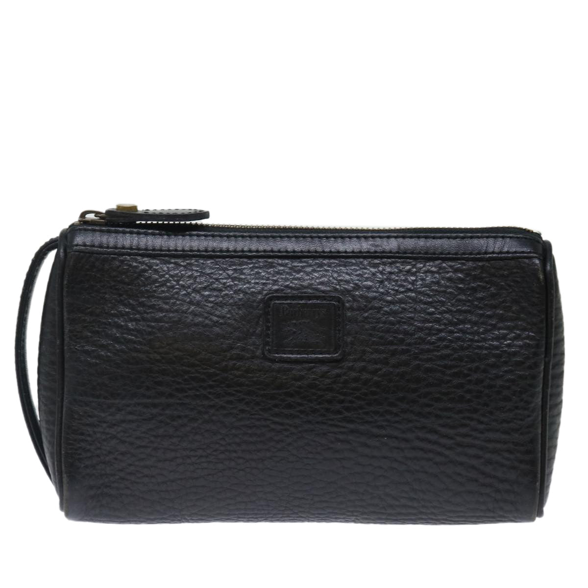 Luxury BurberrySs Clutch Bag Leather Black Auth ar11739
