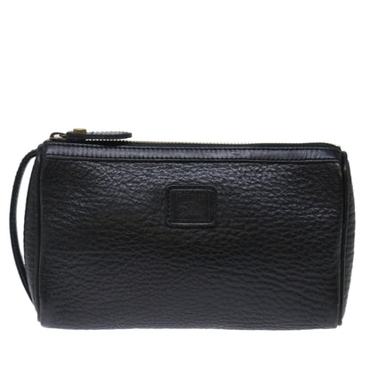 Luxury BurberrySs Clutch Bag Leather Black Auth ar11739