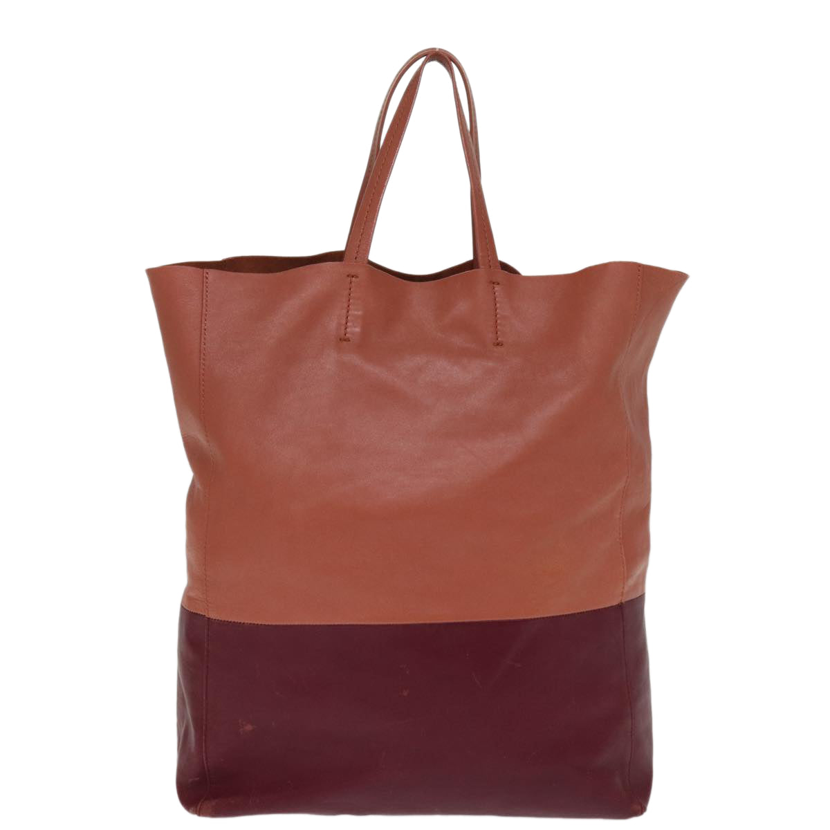 Luxury CELINE Horizontal Cabas Tote Bag Leather Bordeaux Orange  ar11846