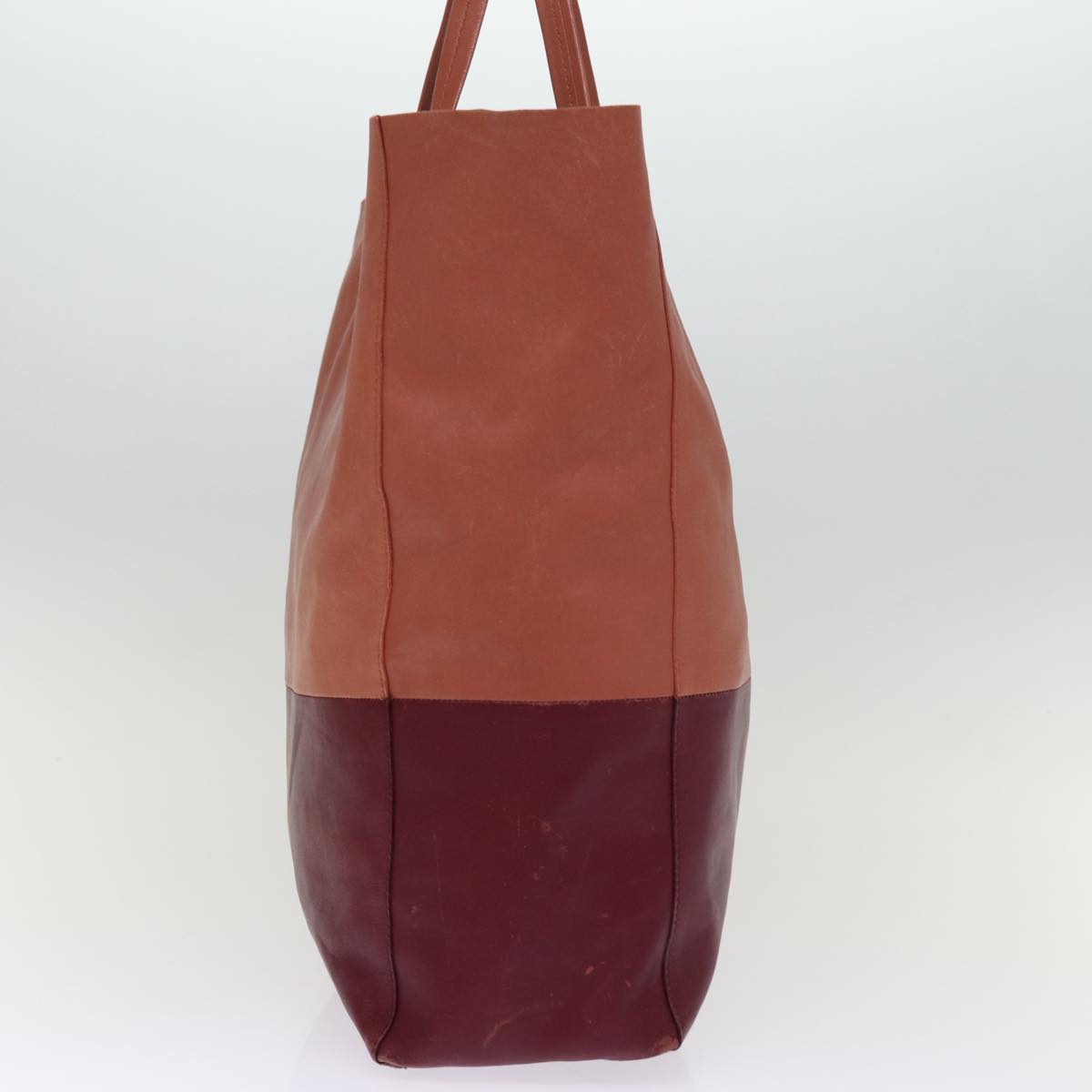 Luxury CELINE Horizontal Cabas Tote Bag Leather Bordeaux Orange  ar11846
