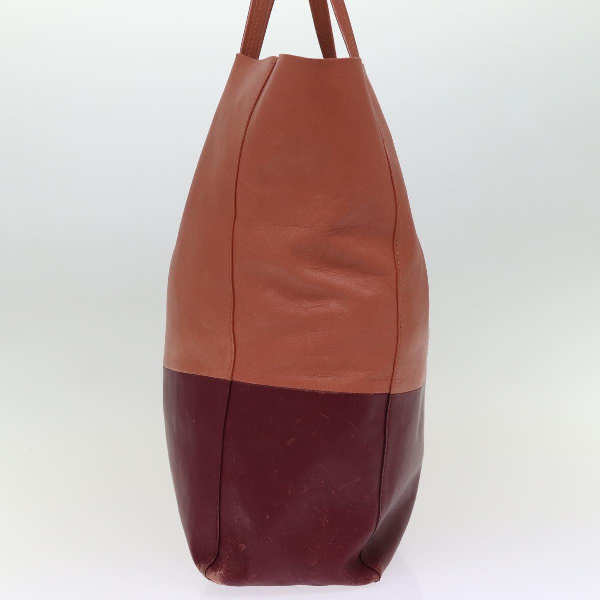 Luxury CELINE Horizontal Cabas Tote Bag Leather Bordeaux Orange  ar11846