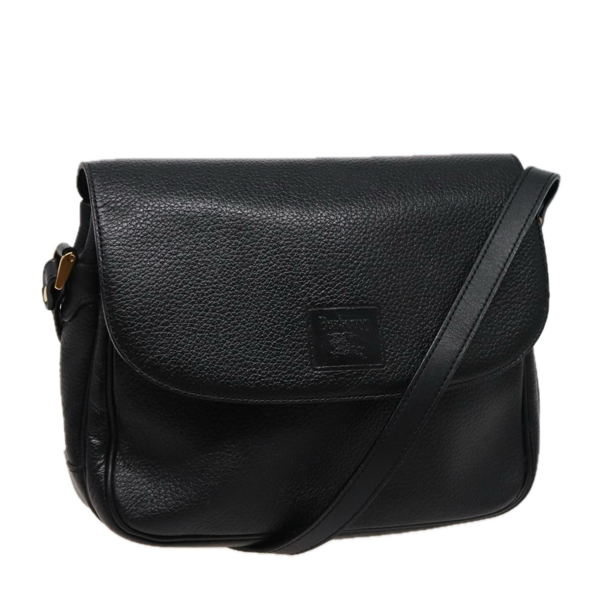 Luxury BurberrySs Shoulder Bag Leather Black Auth ar11985