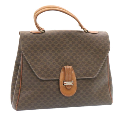 Luxury CELINE Macadam Canvas Hand Bag PVC Leather Brown  ar5452