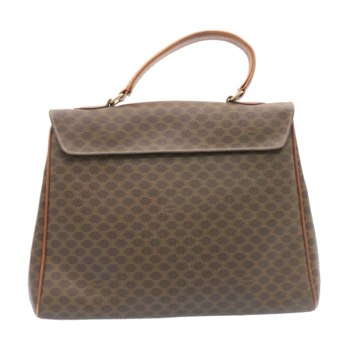 Luxury CELINE Macadam Canvas Hand Bag PVC Leather Brown  ar5452