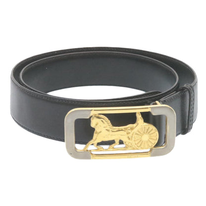 Luxury CELINE Horse Carriage Belt Leather Black Gold  ar6038