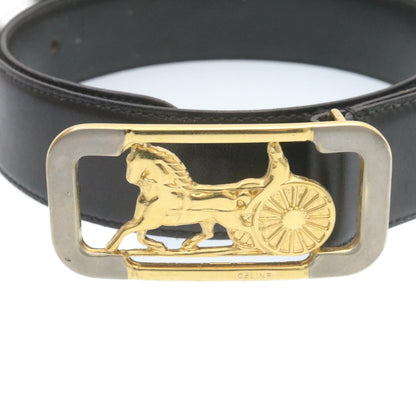 Luxury CELINE Horse Carriage Belt Leather Black Gold  ar6038