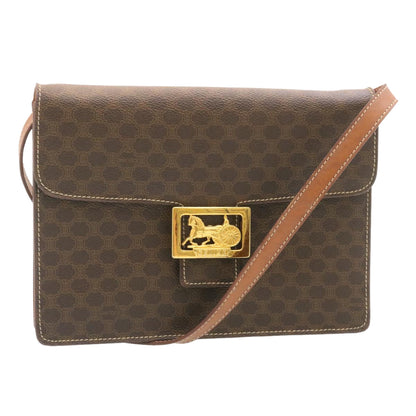 Luxury CELINE Horse Carriage Macadam Canvas Shoulder Bag Brown  ar6197