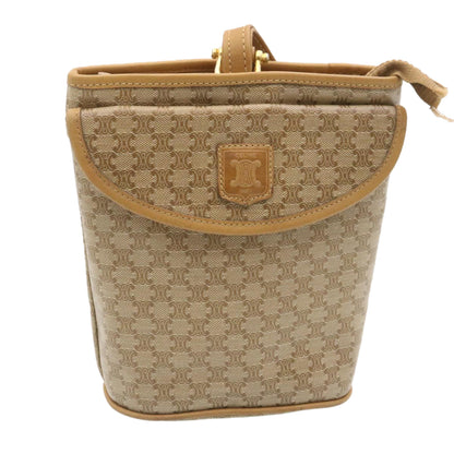 Luxury CELINE Macadam Canvas Pouch PVC Leather Beige  ar6336
