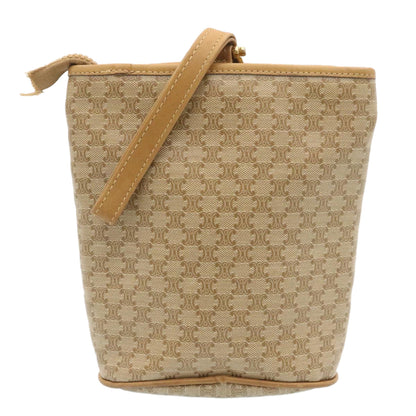 Luxury CELINE Macadam Canvas Pouch PVC Leather Beige  ar6336