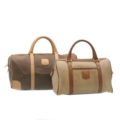 Luxury CELINE Macadam Canvas Hand Bag Boston Bag 2Set Brown Beige  ar6340