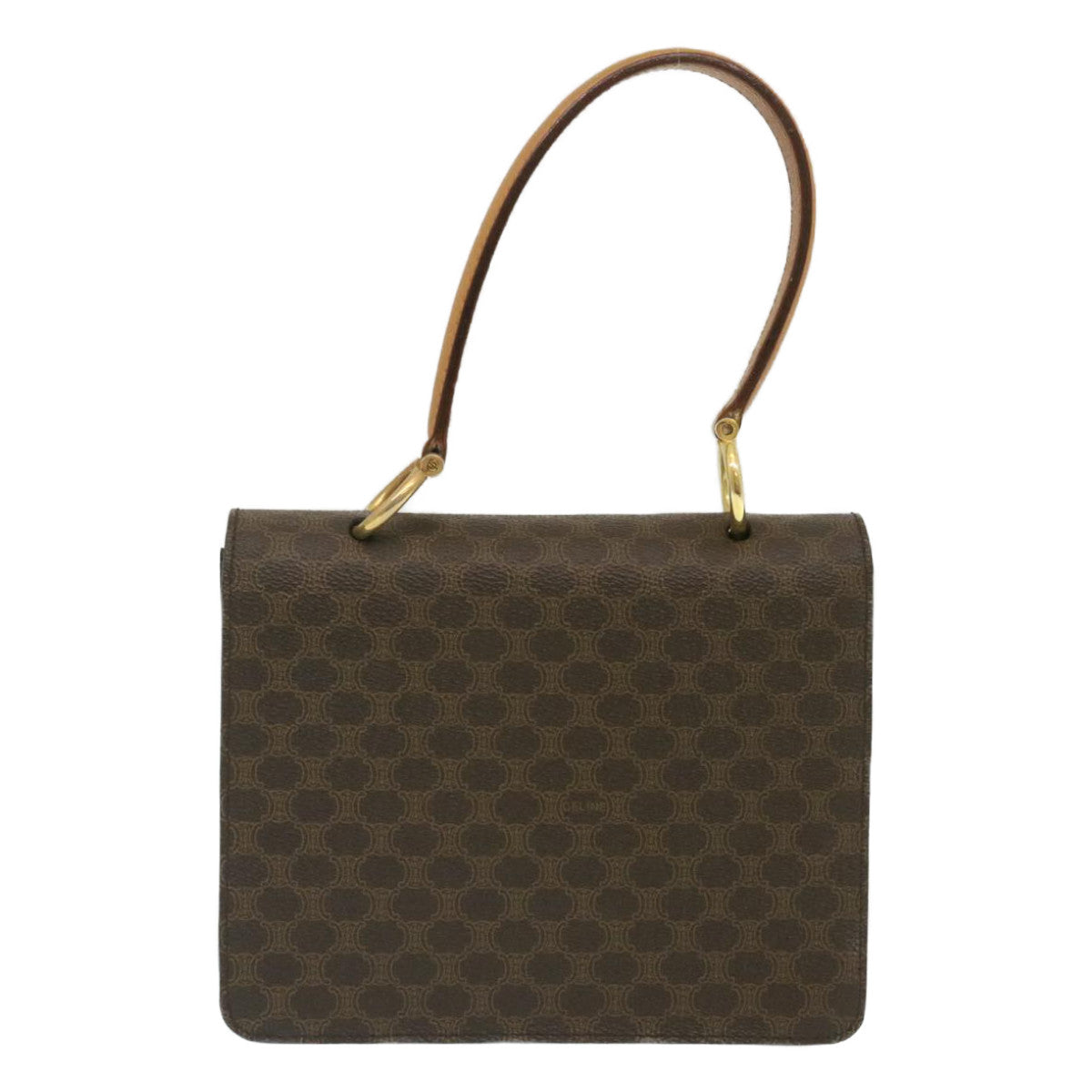 Luxury CELINE Macadam Canvas Hand Bag PVC Leather Brown  ar6568