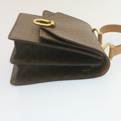 Luxury CELINE Macadam Canvas Hand Bag PVC Leather Brown  ar6568