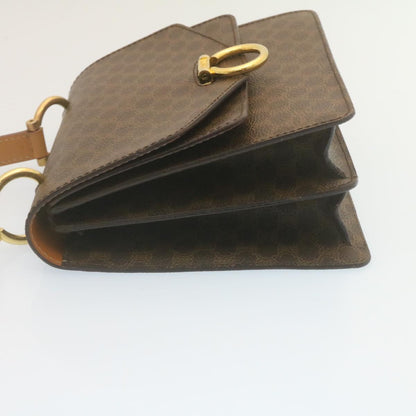 Luxury CELINE Macadam Canvas Hand Bag PVC Leather Brown  ar6568