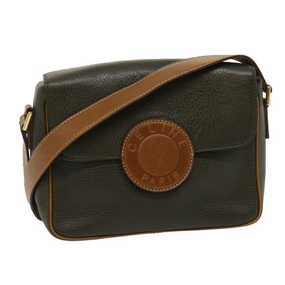 Luxury CELINE Shoulder Bag Leather Gray Brown  ar6880