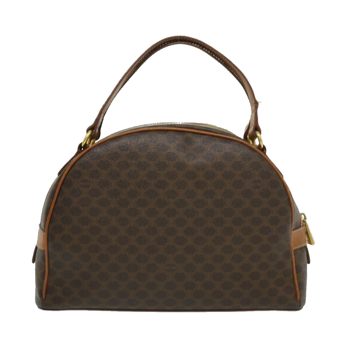 Luxury CELINE Macadam Canvas Hand Bag PVC Leather Brown  ar7121