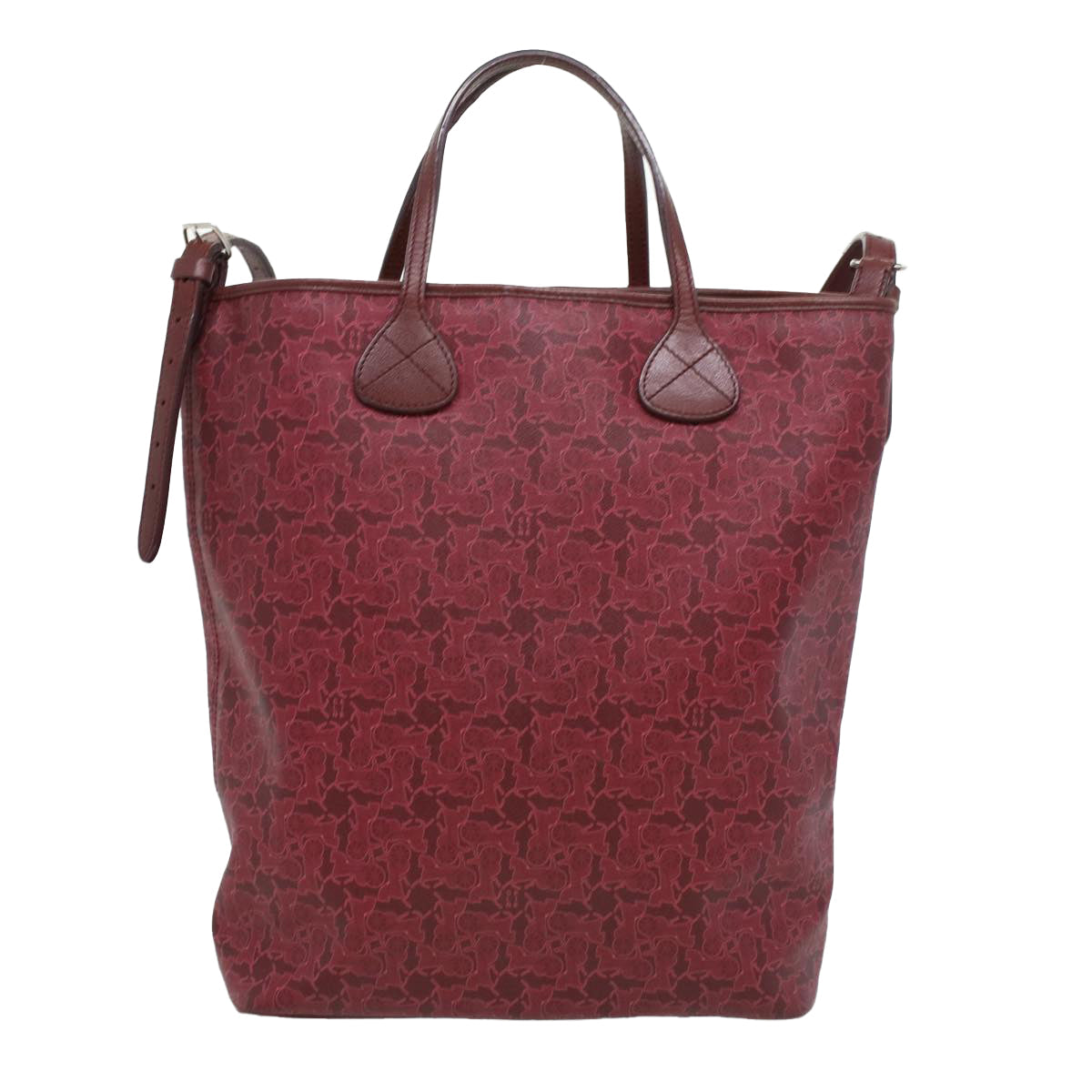 Luxury CELINE Sulky Line Hand Bag PVC Leather 2way Red  ar8225