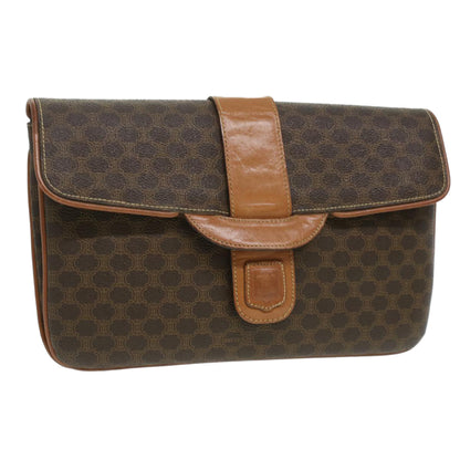 Luxury CELINE Macadam Canvas Clutch Bag PVC Leather Brown  ar8455