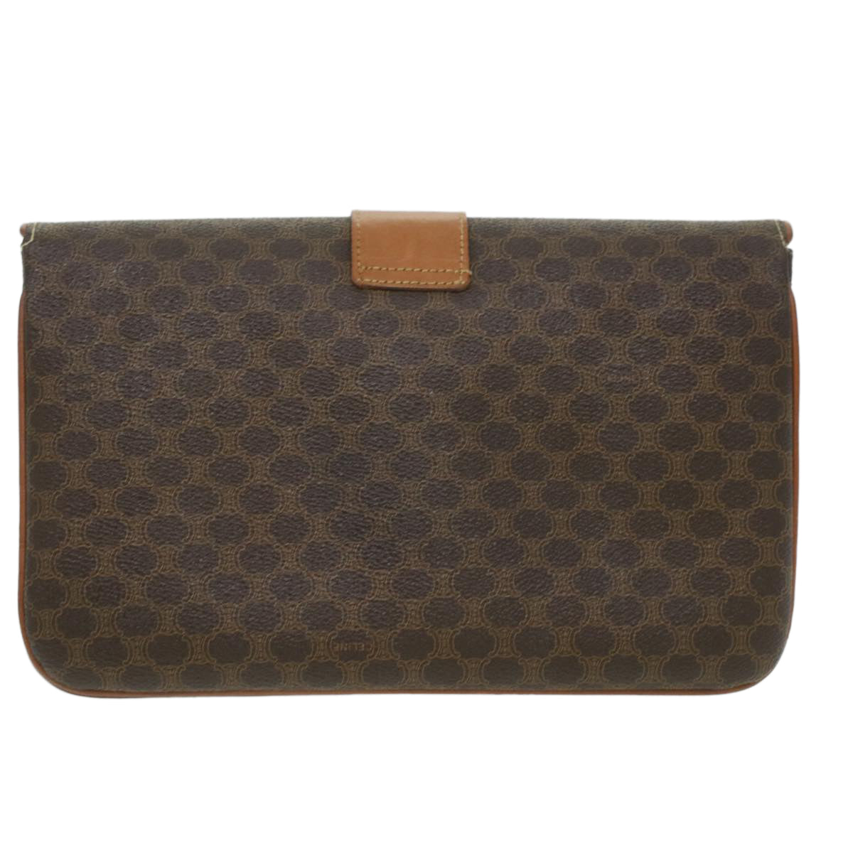 Luxury CELINE Macadam Canvas Clutch Bag PVC Leather Brown  ar8455