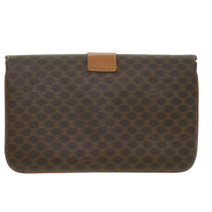 Luxury CELINE Macadam Canvas Clutch Bag PVC Leather Brown  ar8455