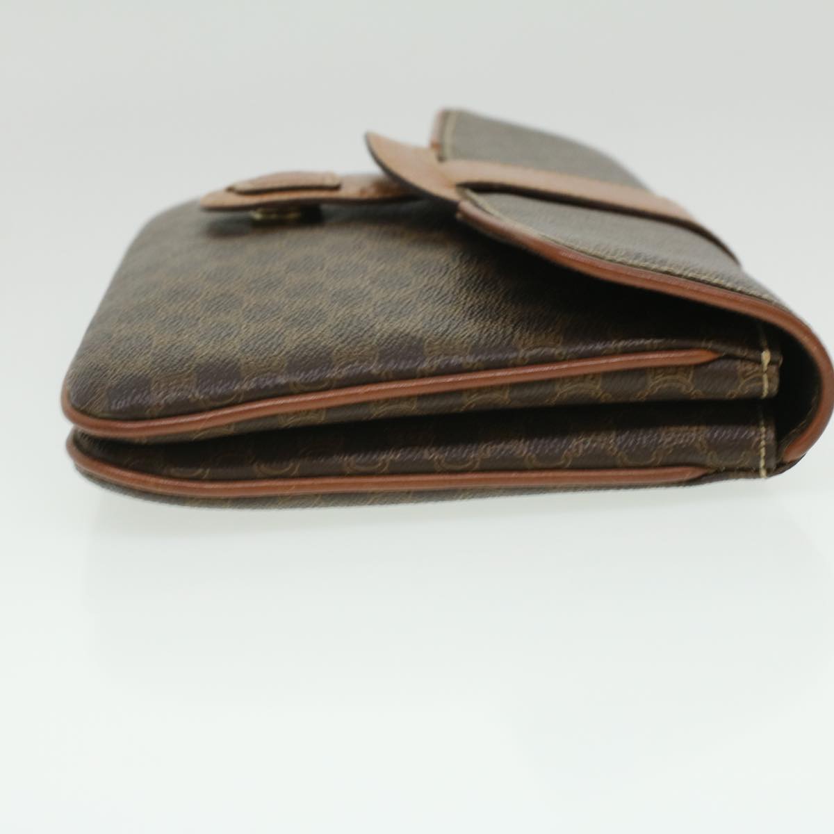 Luxury CELINE Macadam Canvas Clutch Bag PVC Leather Brown  ar8455