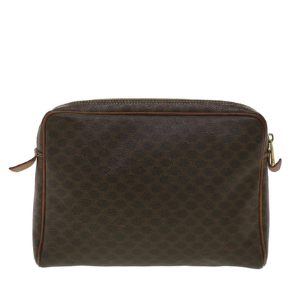 Luxury CELINE Macadam Canvas Clutch Bag PVC Leather Brown  ar8568