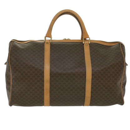 Luxury CELINE Macadam Canvas Boston Bag PVC Leather Brown  ar8915
