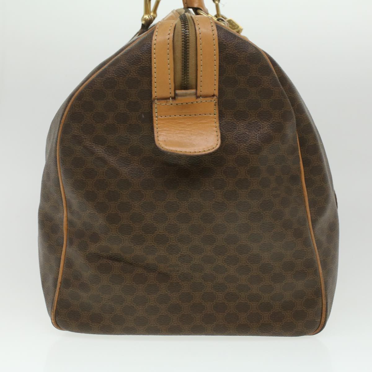 Luxury CELINE Macadam Canvas Boston Bag PVC Leather Brown  ar8915