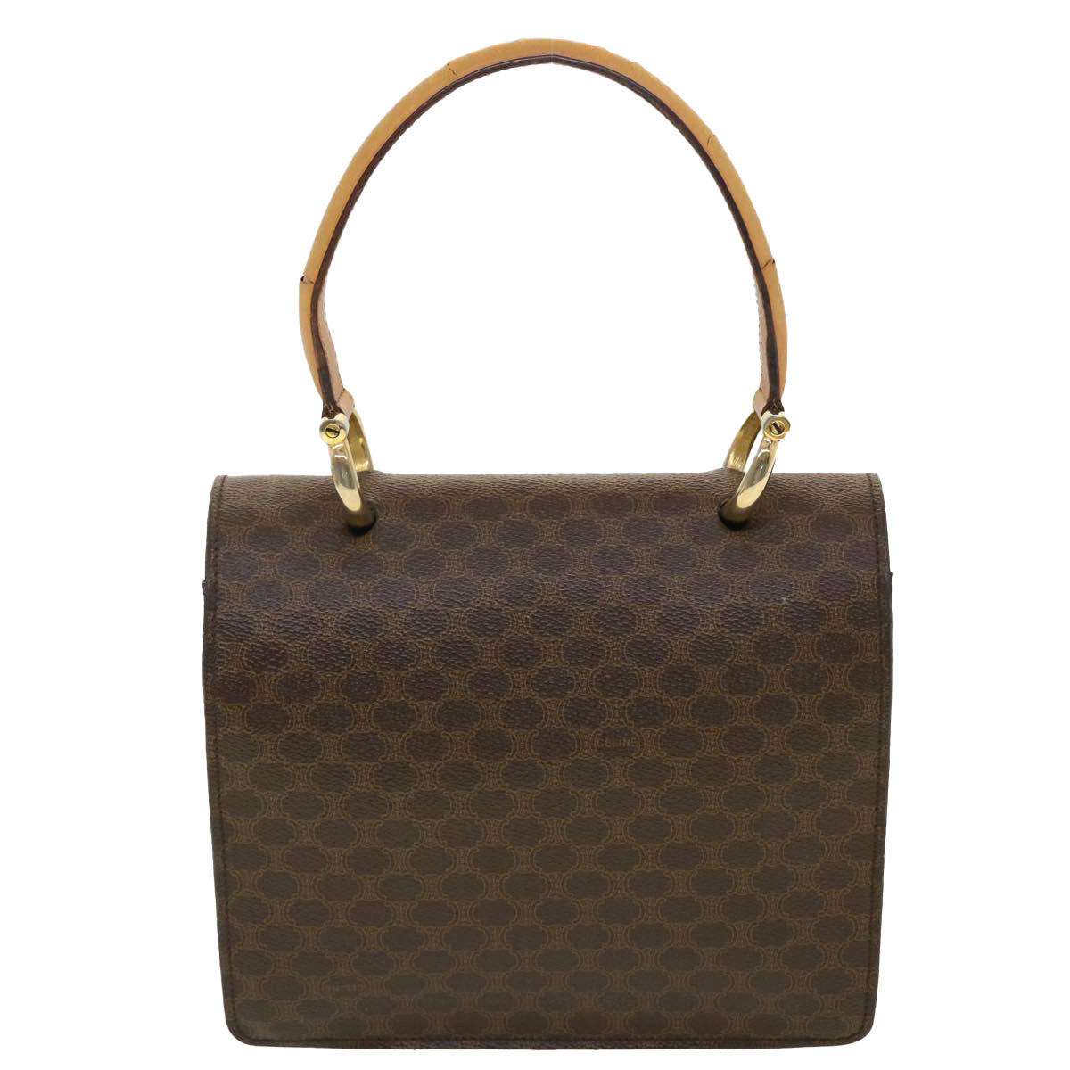 Luxury CELINE Macadam Canvas Hand Bag PVC Leather Brown  ar9218