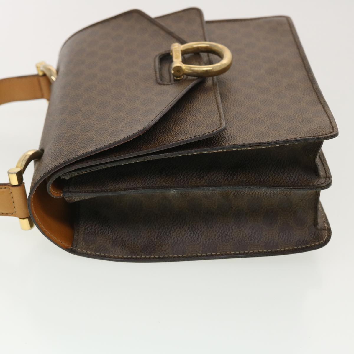 Luxury CELINE Macadam Canvas Hand Bag PVC Leather Brown  ar9218