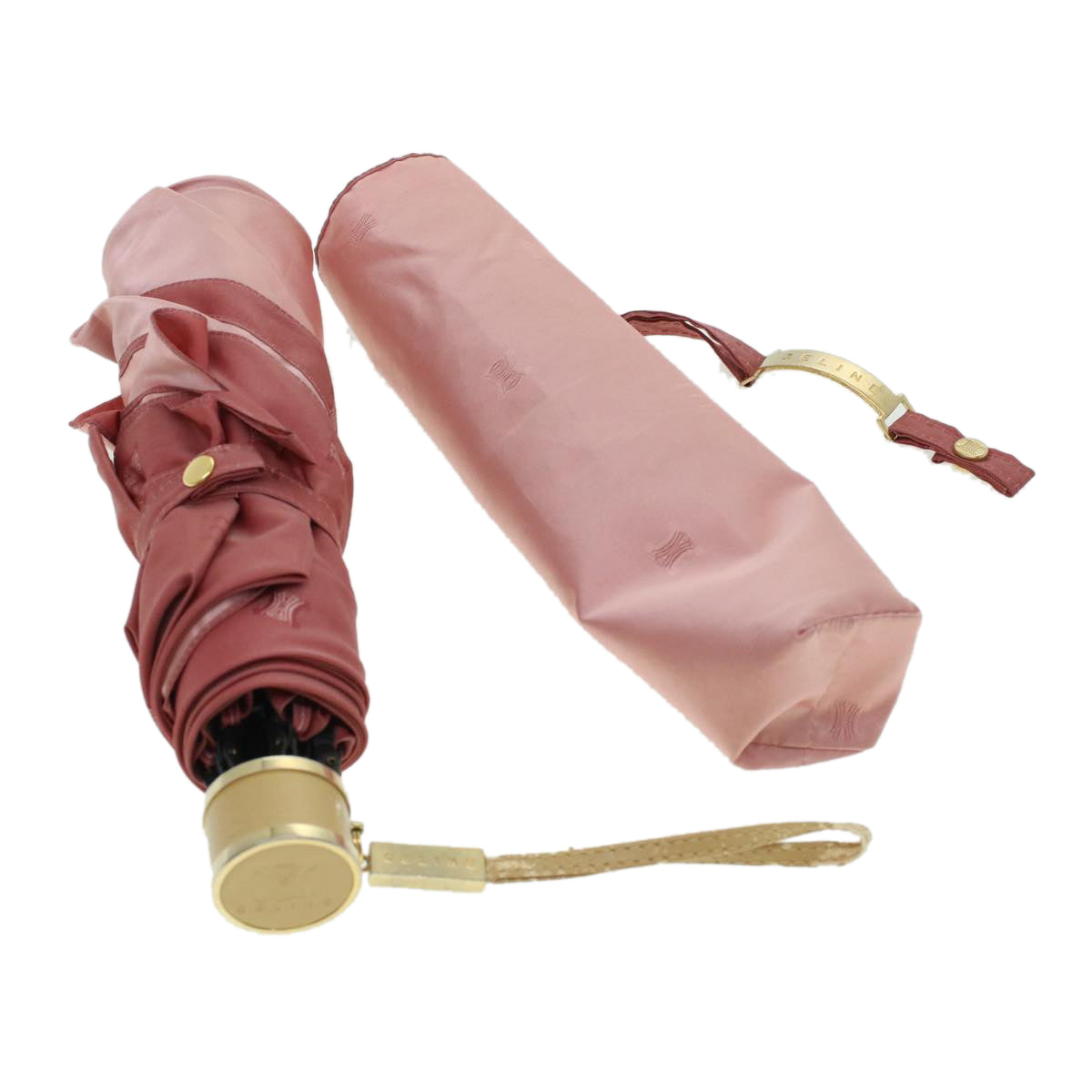 Luxury CELINE Macadam Canvas Folding Umbrella Nylon Pink  ar9495