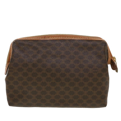 Luxury CELINE Macadam Canvas Pouch PVC Leather Brown  ar9598
