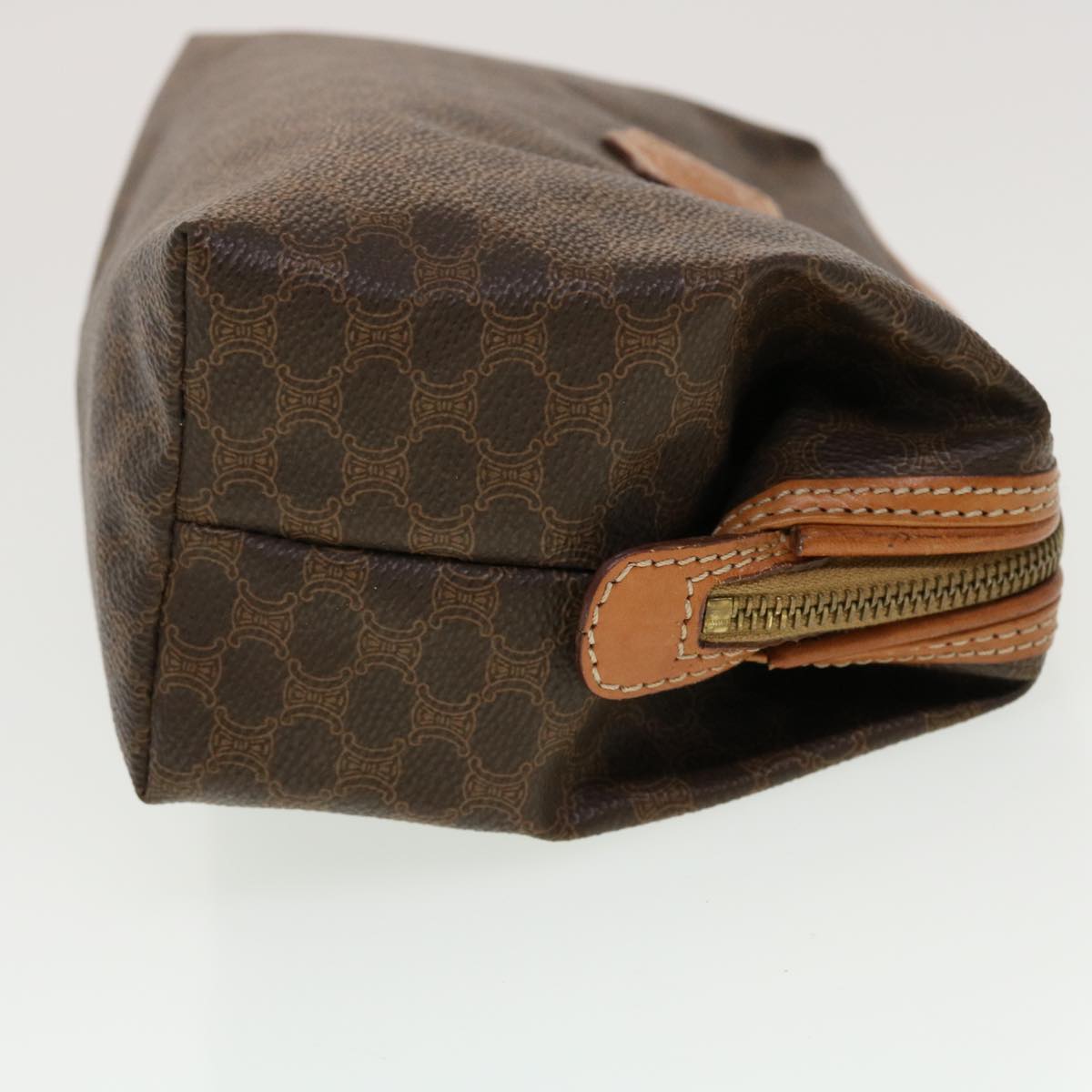 Luxury CELINE Macadam Canvas Pouch PVC Leather Brown  ar9598
