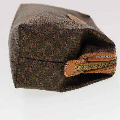 Luxury CELINE Macadam Canvas Pouch PVC Leather Brown  ar9598