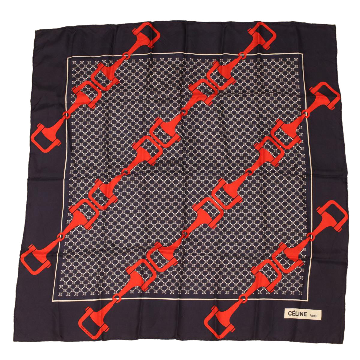 Luxury CELINE Macadam Canvas Scarf Silk Navy Red  ar9644