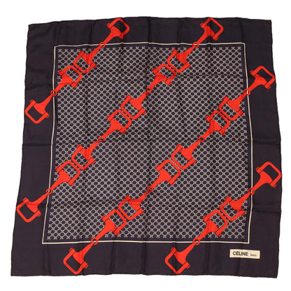 Luxury CELINE Macadam Canvas Scarf Silk Navy Red  ar9644