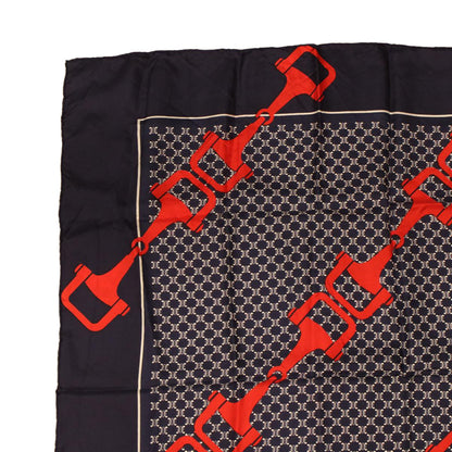 Luxury CELINE Macadam Canvas Scarf Silk Navy Red  ar9644