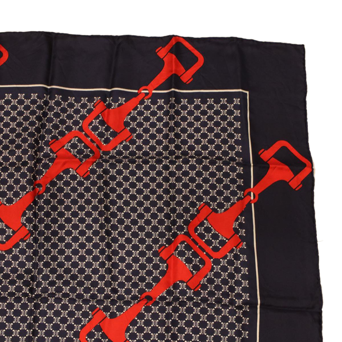 Luxury CELINE Macadam Canvas Scarf Silk Navy Red  ar9644