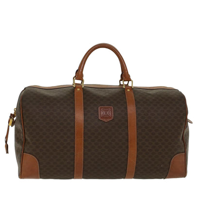 Luxury CELINE Macadam Canvas Boston Bag PVC Leather Brown  ar9757