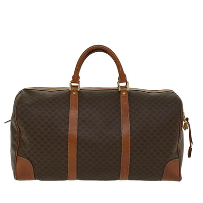 Luxury CELINE Macadam Canvas Boston Bag PVC Leather Brown  ar9757