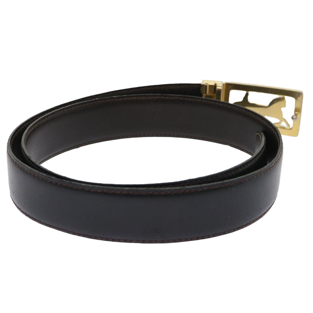 Luxury CELINE Horse Carriage Belt Leather 28""-32.3"" Black  ar9780