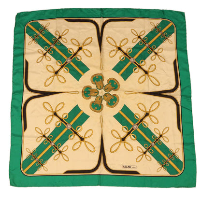 Luxury CELINE Scarf Silk Green Beige  ar9811B